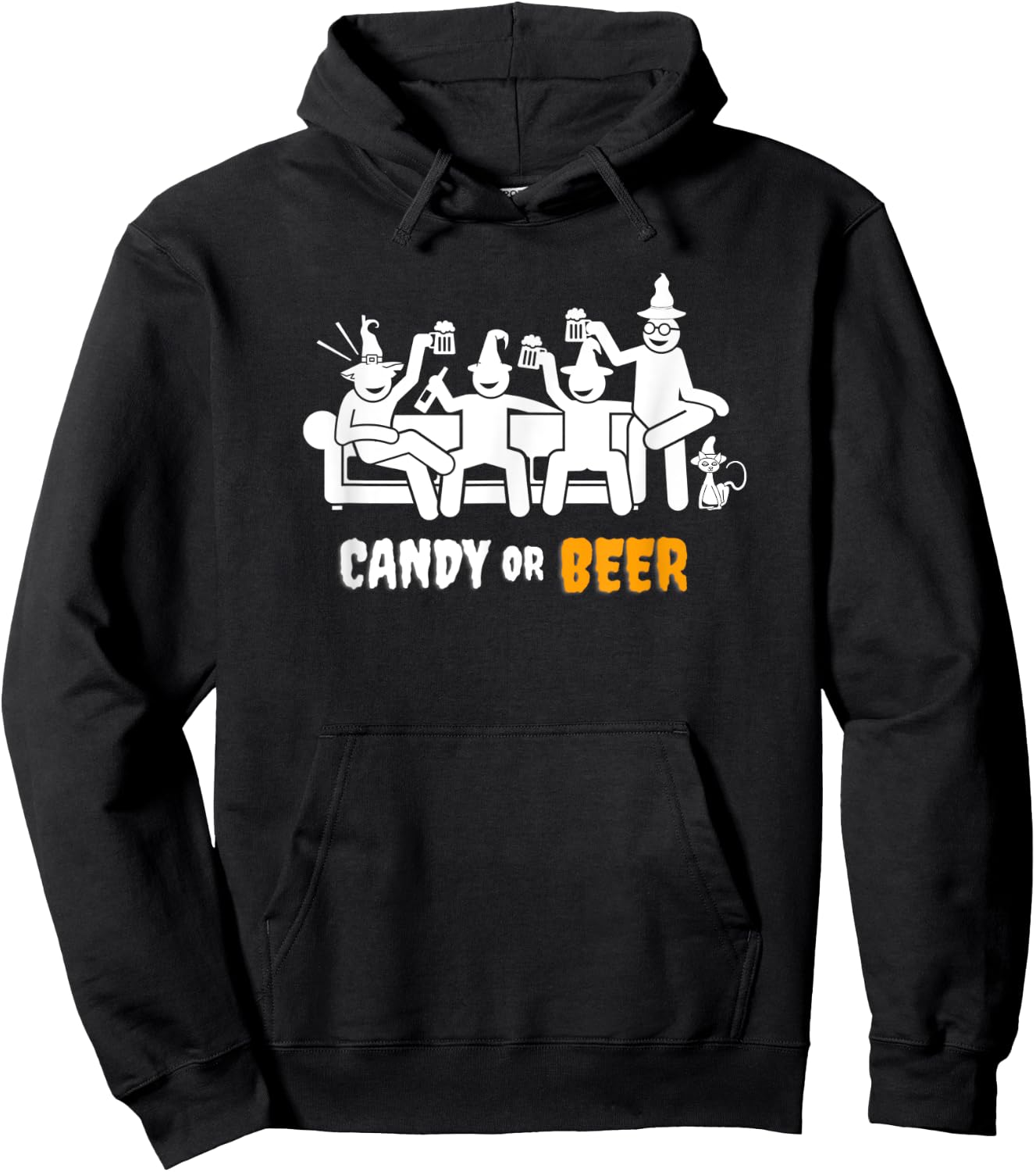 Candy or Beer Halloween Funny Design Hoodie - Hoodie | Black
