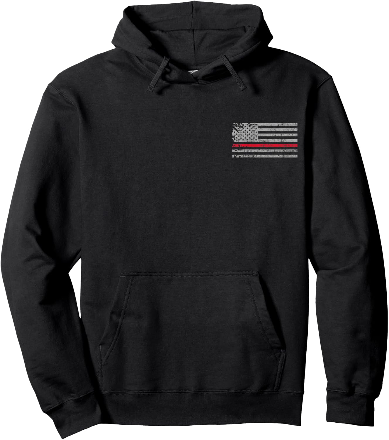 Thin Red Line American USA Flag Fireman Support Firefighter Hoodie - Hoodie | Black