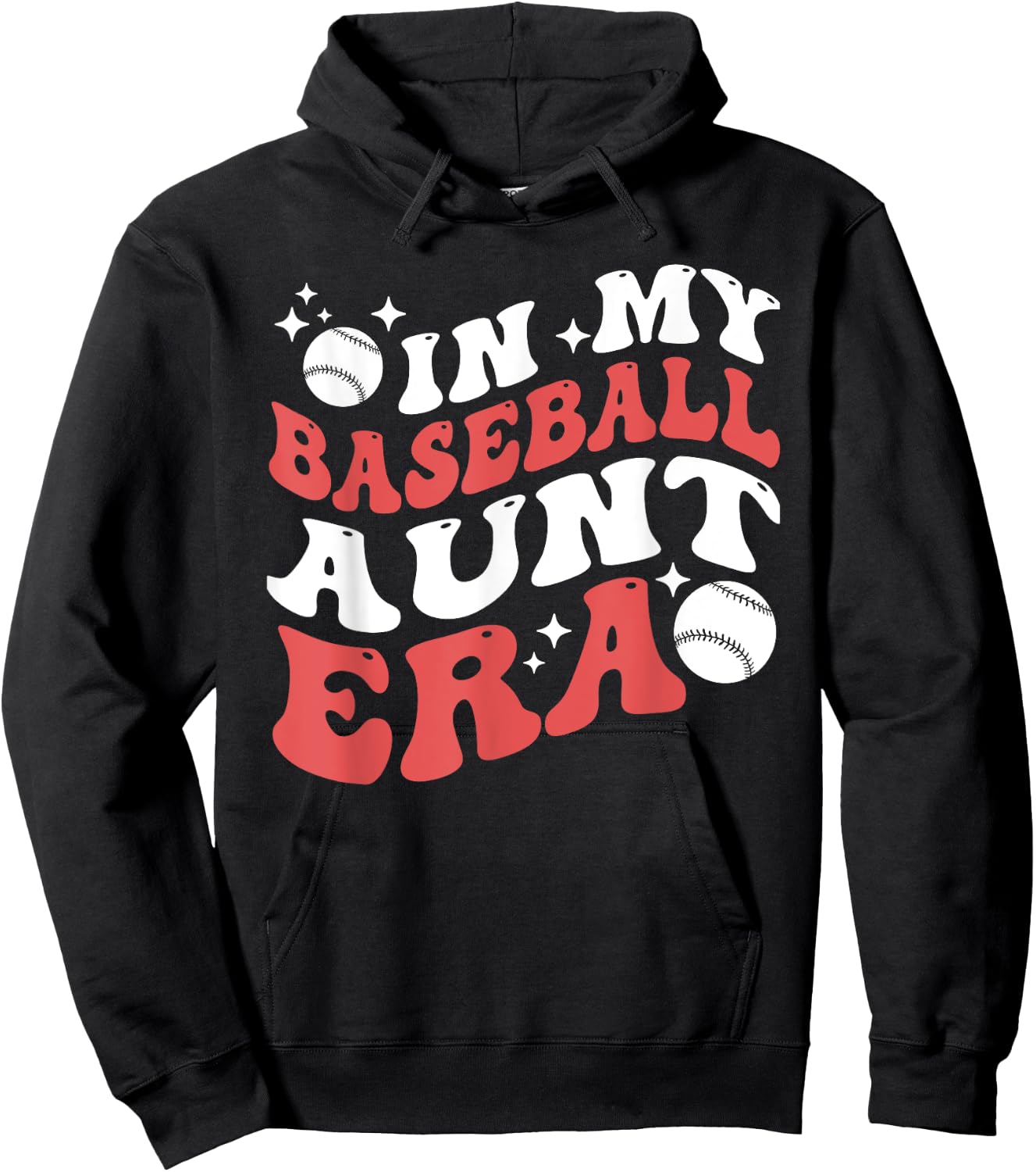 In My Baseball Aunt Era Groovy Vintage Baseball Aunt Hoodie - Hoodie | Black