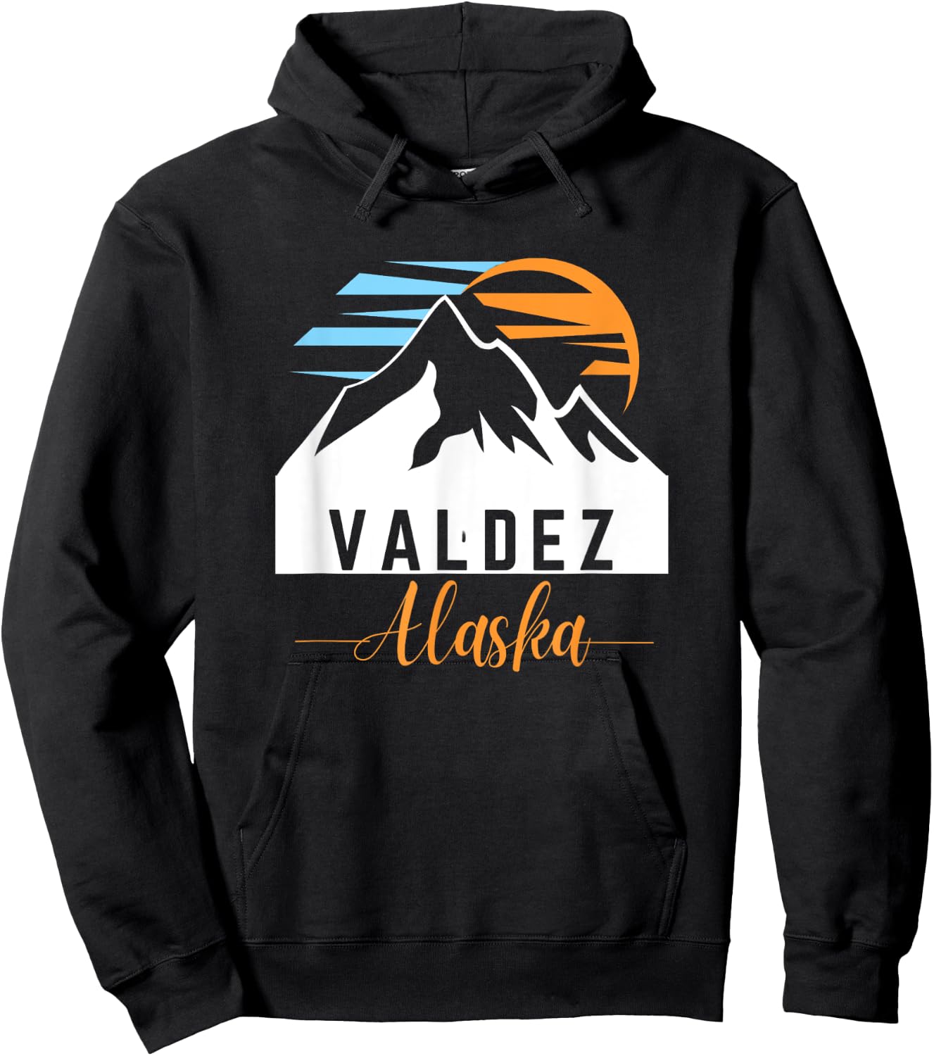 Valdez AK Sunrise Sunset & Mountains Outdoor Adventure Hoodie - Hoodie | Black