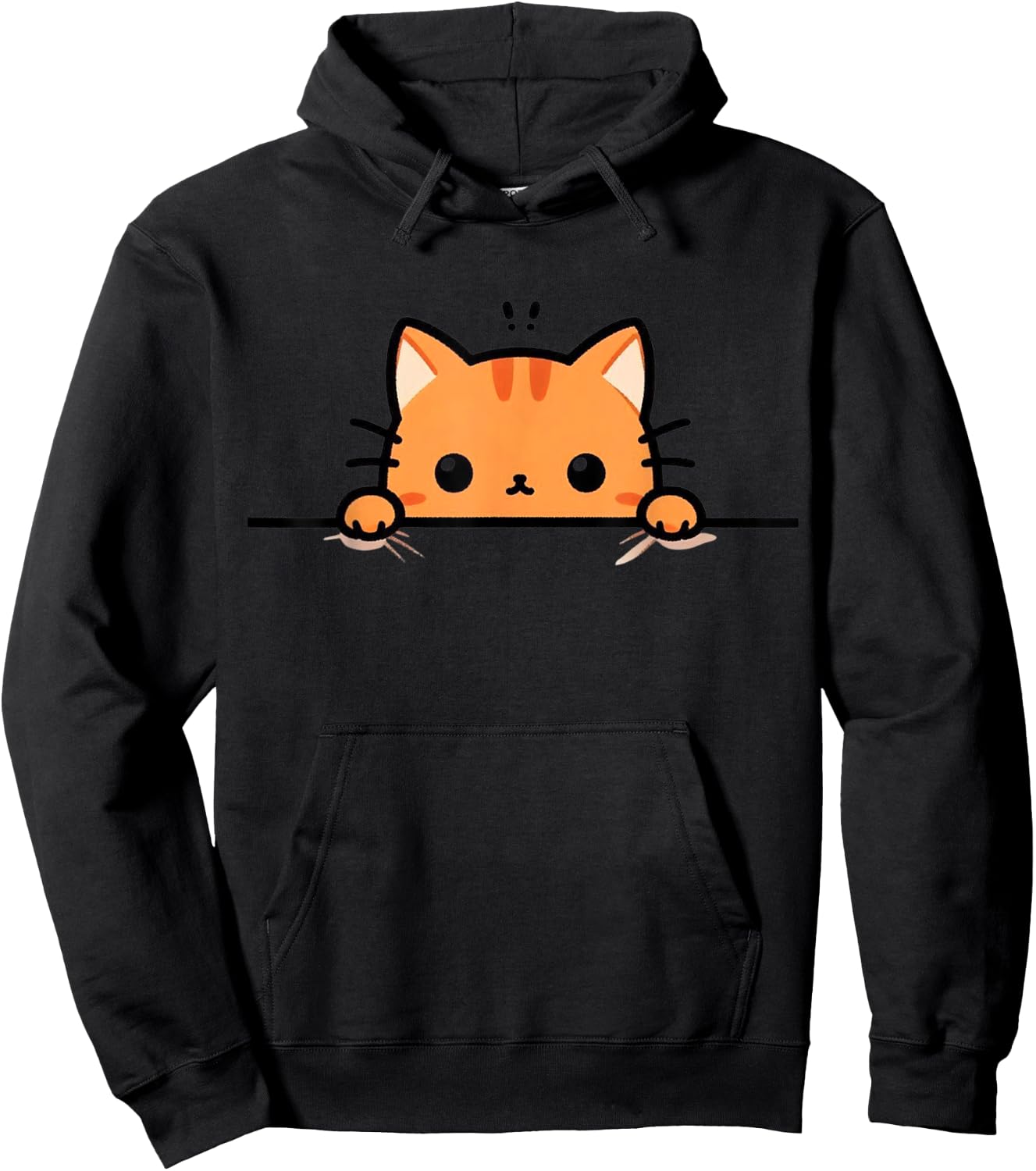 Cute Orange Kitty Cat Peeking Over at You Ginger Cat Lover Hoodie - Hoodie | Black