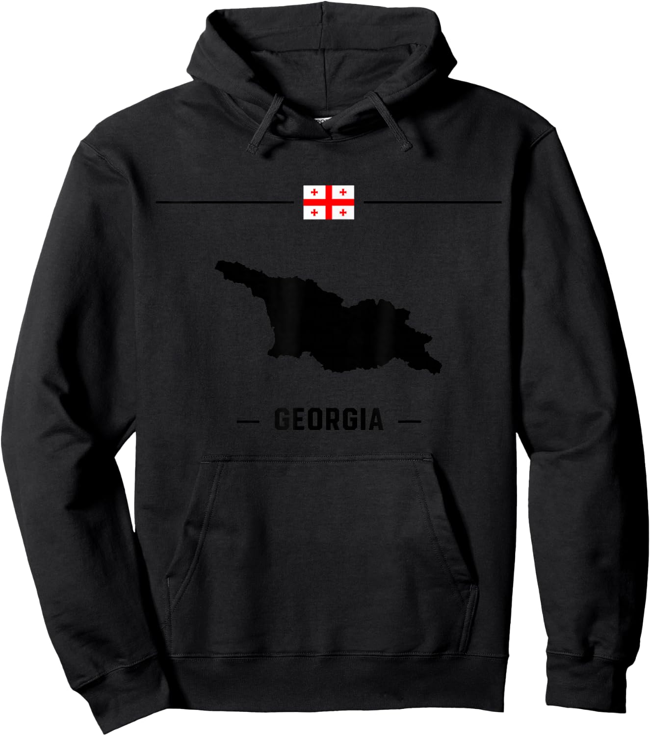 Georgian flag with map and name of the country Georgia Hoodie - Hoodie | Black