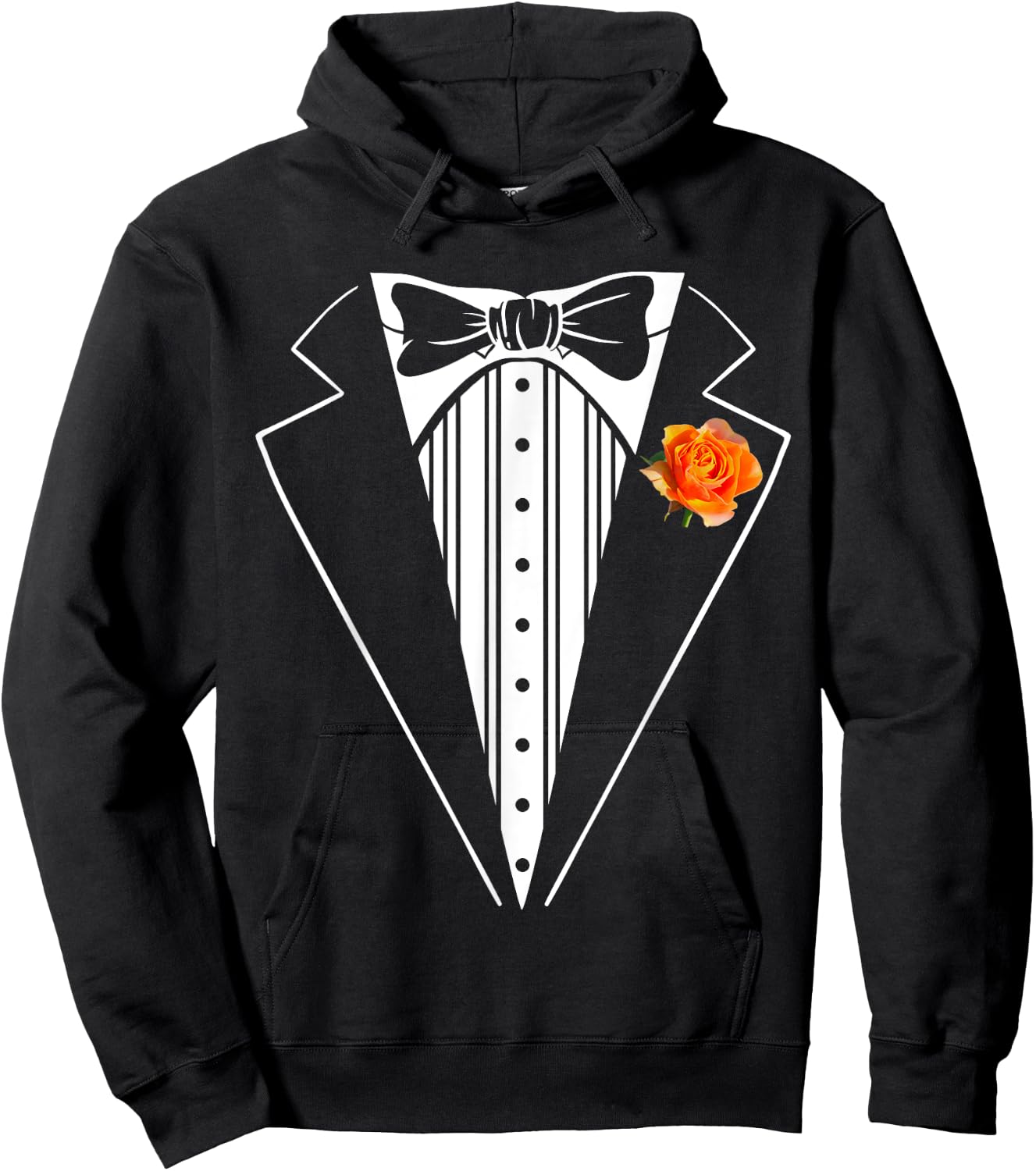 Kids Adult Orange Tuxedo, Toddler Tux Costume Youth Tux Hoodie - Hoodie | Black