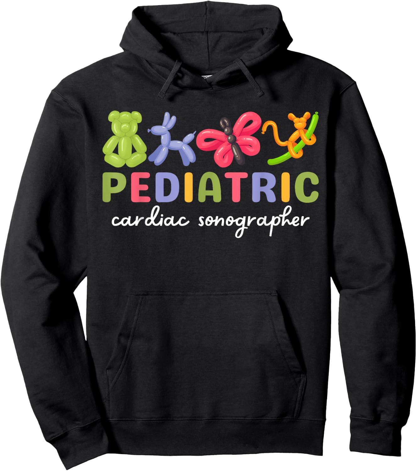 Pediatric Cardiac Sonographer Cute Animals PEDS Nurse Week Hoodie - Hoodie | Black