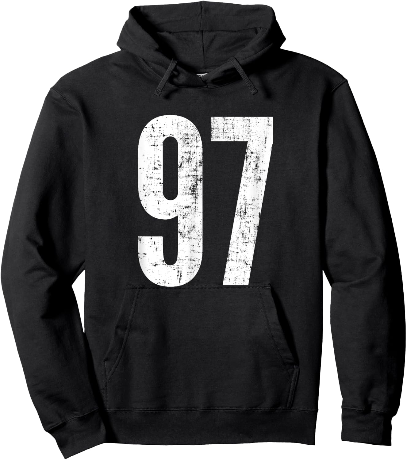 Number 97 Ninety Seven Distressed Vintage Sport Team Players Hoodie - Hoodie | Black