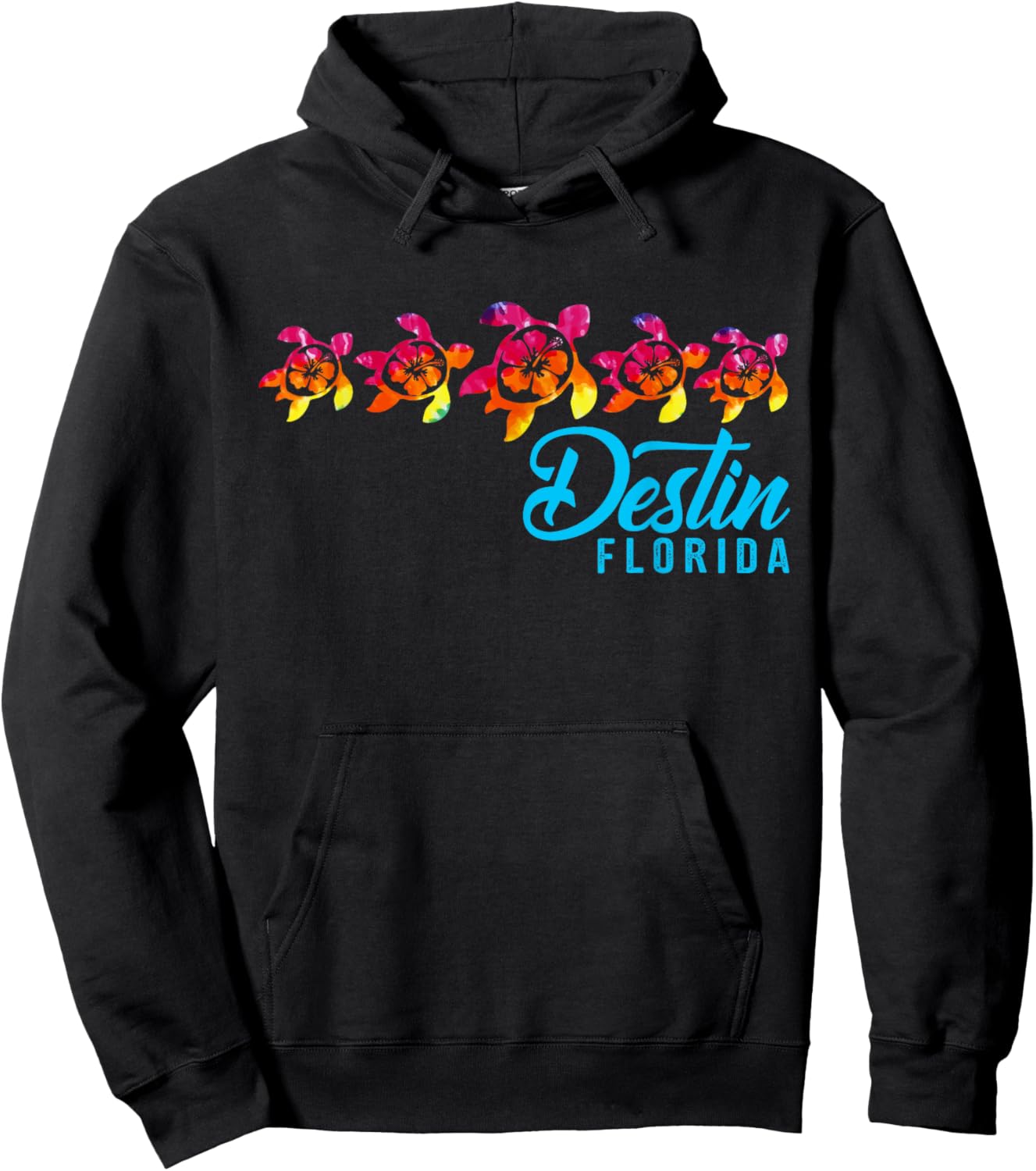 Destin Florida Tie Dye Sea Turtle Matching Family Group Hoodie - Hoodie | Black
