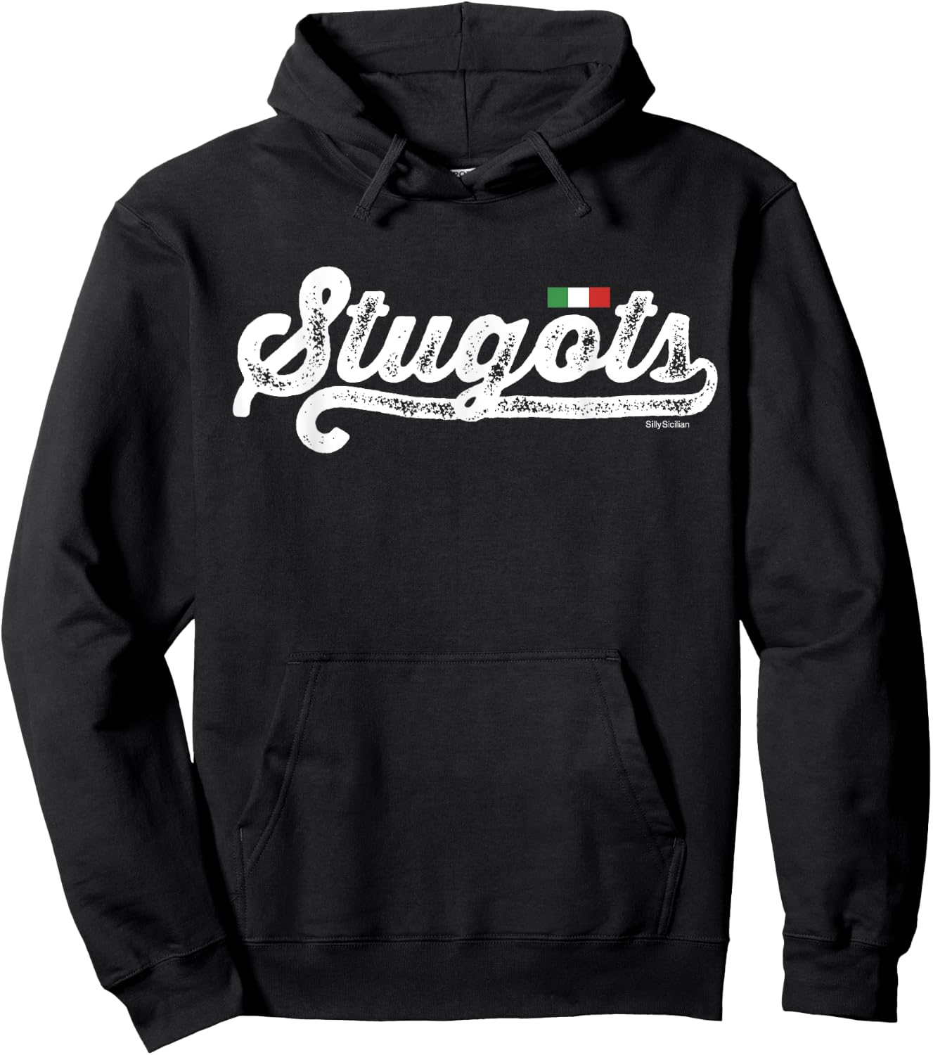 Stugots Funny Italian Saying Italy Flag White Vintage Script Hoodie - Hoodie | Black