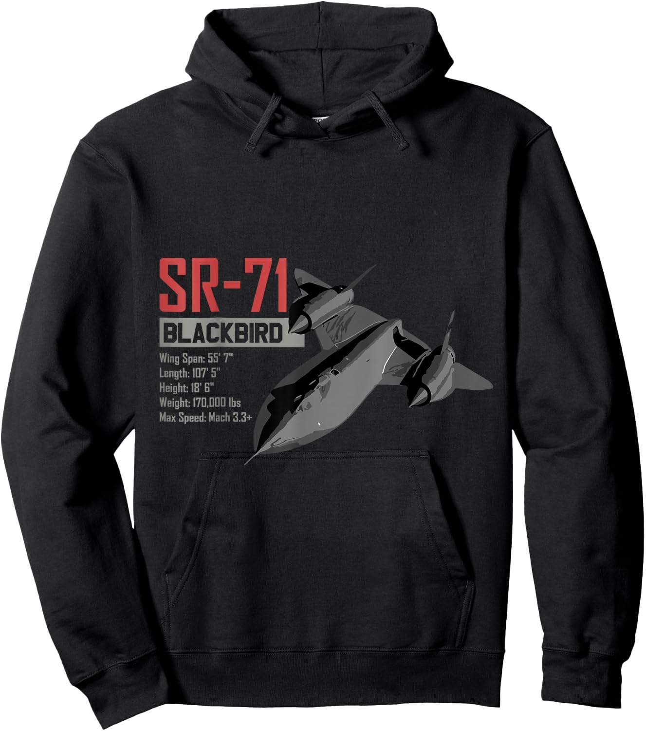 American Reconnaissance Aircraft SR71 Blackbird Hoodie - Hoodie | Black