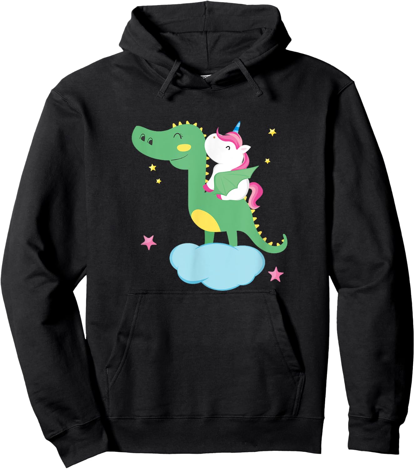Cute Unicorn Riding Dragon - Boy Girls Kids Gift Hoodie - Hoodie | Black