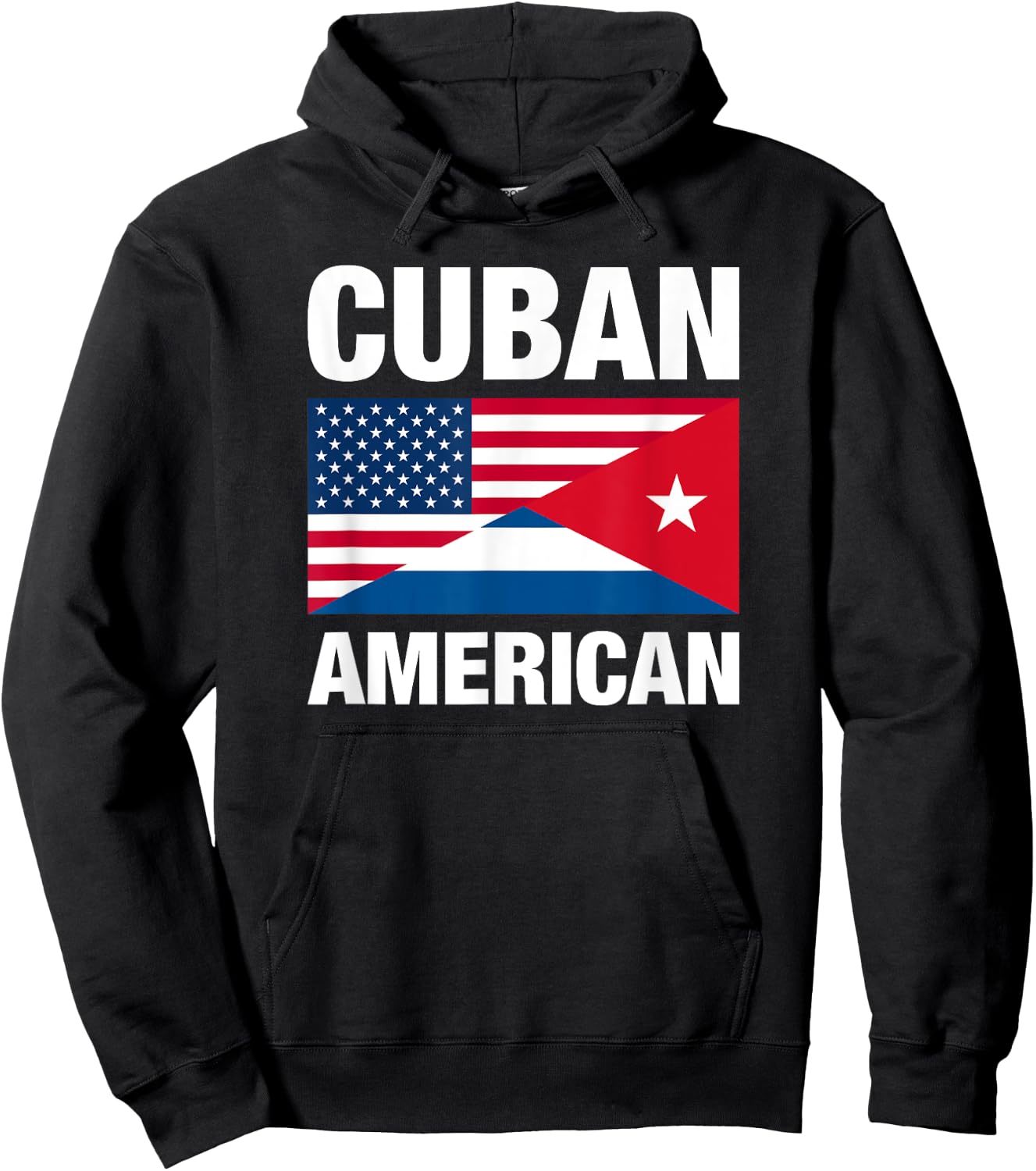 Cuban American, Cuban Flag and US Flag, Support Cuba Design Hoodie - Hoodie | Black