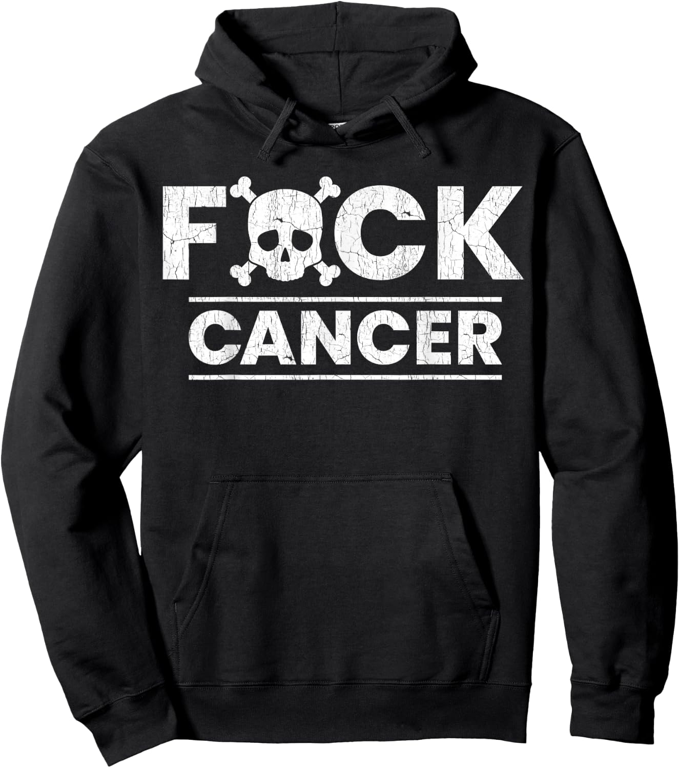 Fuck Cancer Skull Crossbones Skeleton Breast Cancer Hoodie - Hoodie | Black