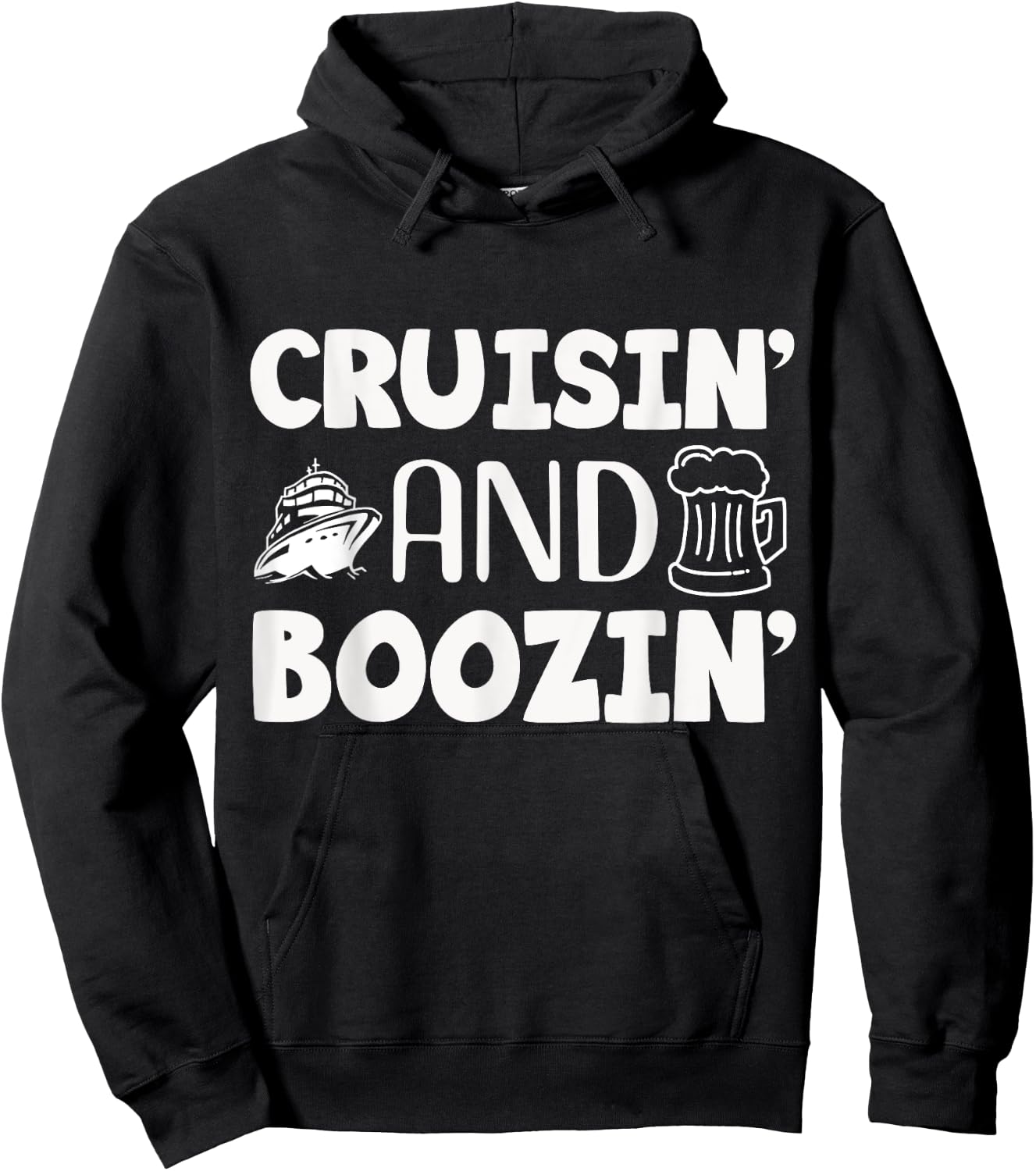 Cruisin' and Boozin', Cruise Vacation and Drinking Design Hoodie - Hoodie | Black