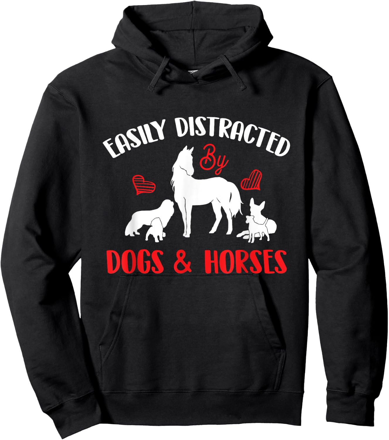 Easily Distracted By Horses & Dogs - Equestrian Horse Rider Hoodie - Hoodie | Black