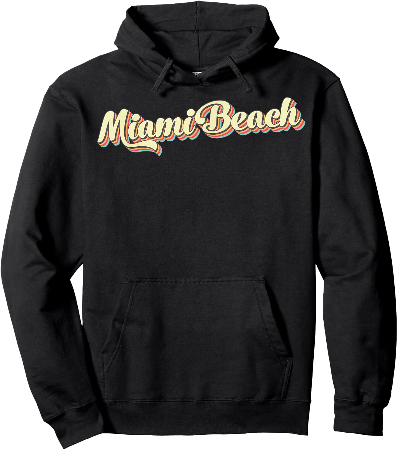 Miami Beach Retro Art Baseball Font Vintage Hoodie - Hoodie | Black