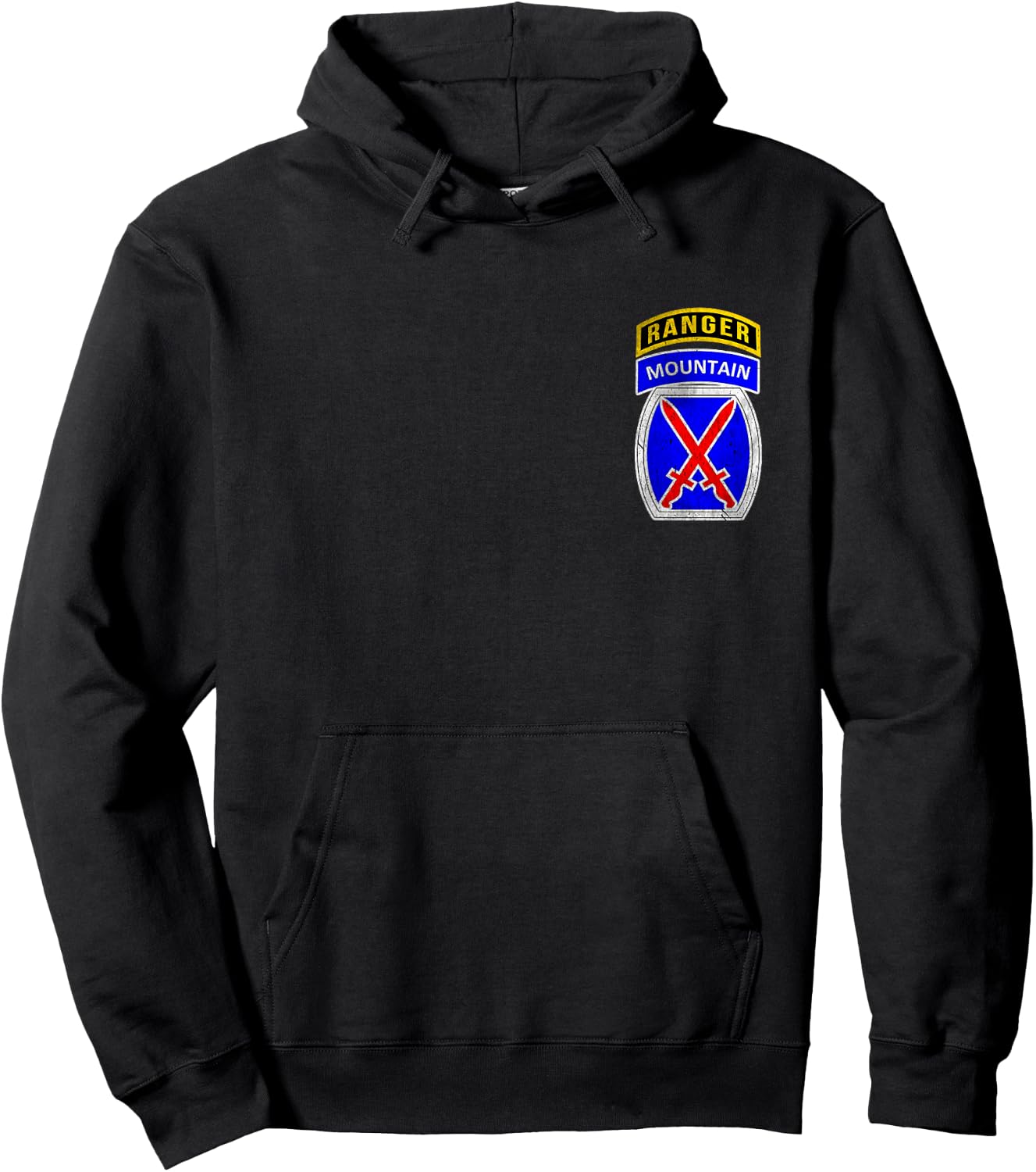 10th Mountain Division Ranger Tab Logo Military Veterans Day Hoodie - Hoodie | Black