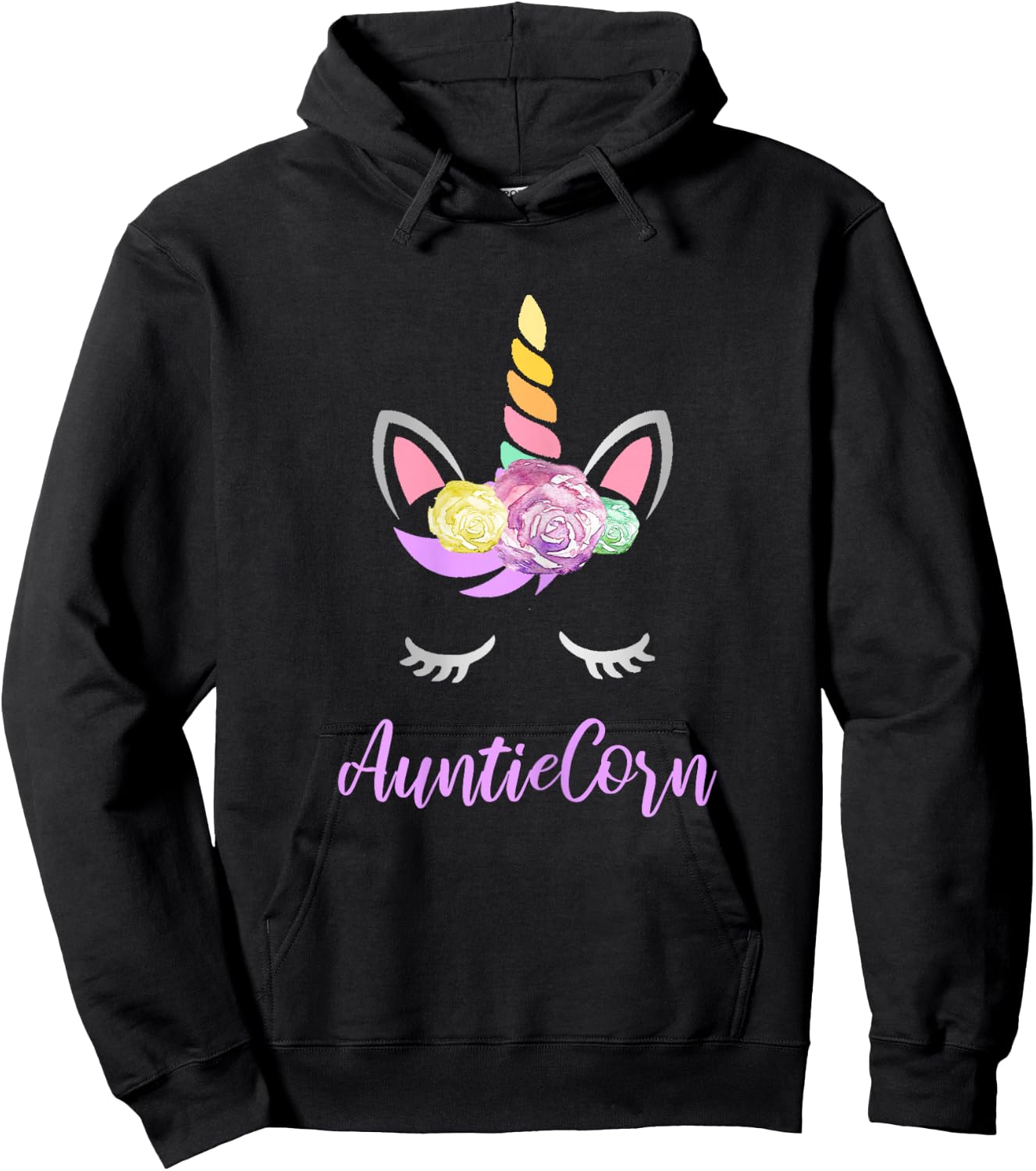 Aunticorn Unicorn Aunt of the Birthday Girl Unicorn Hoodie - Hoodie | Black