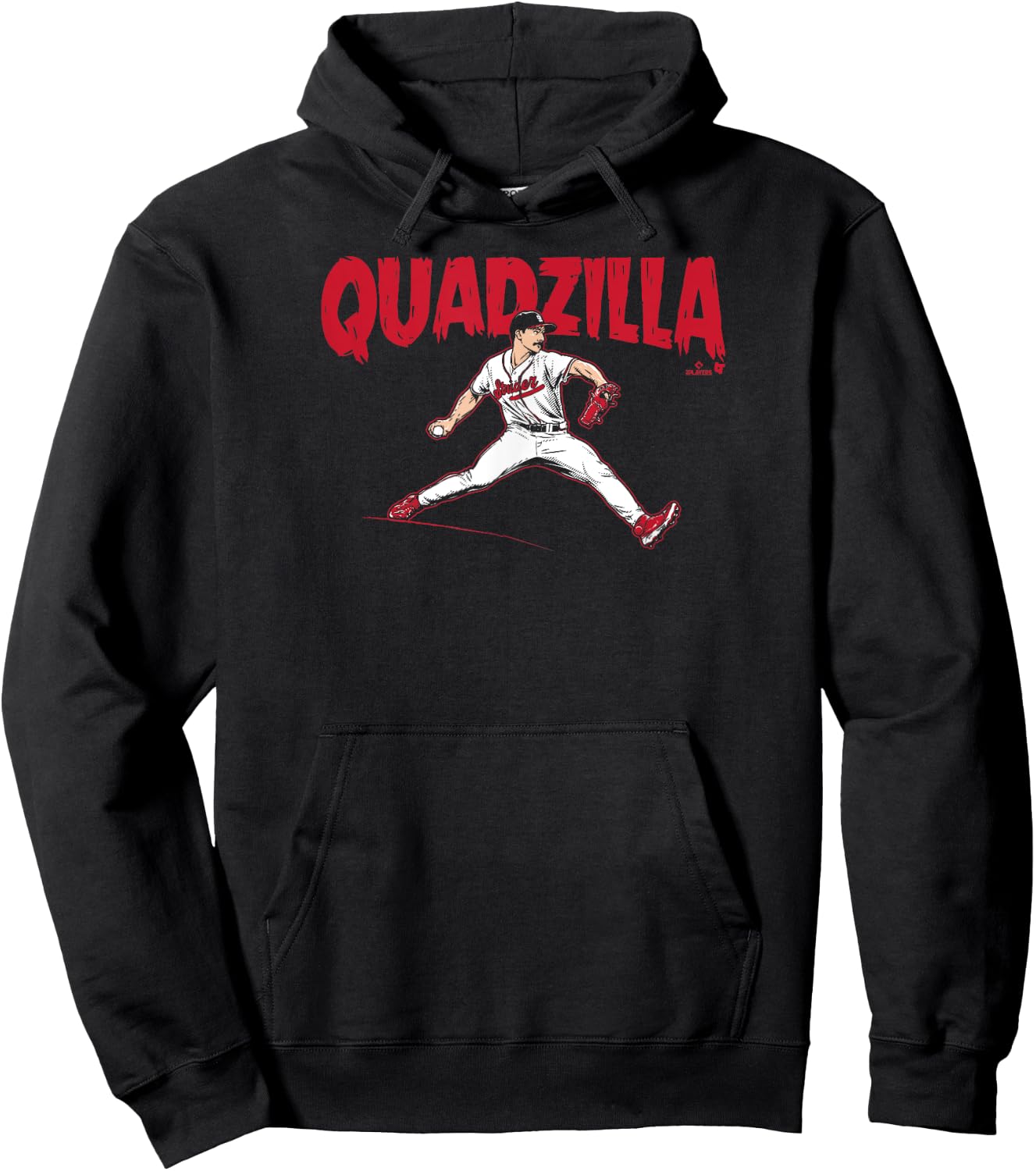 BreakingT - Spencer Strider Quadzilla Atlanta Baseball - Men's Blue Short Sleeve Classic Fit - Small Hoodie - Hoodie | Black