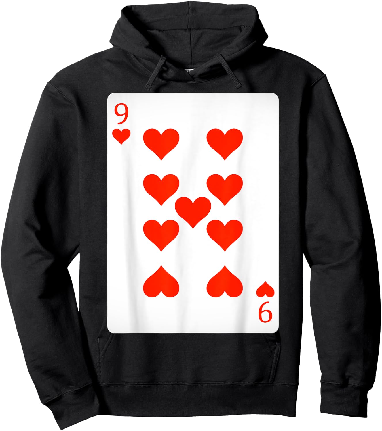 9 Nine Of Hearts Playing Cards Shirt Easy Halloween Costume Hoodie - Hoodie | Black
