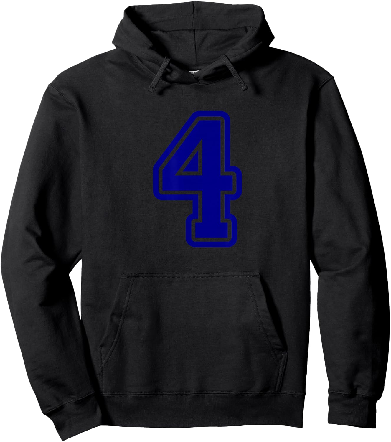 Number #4 Sport Blue Varsity Number Hoodie - Hoodie | Black