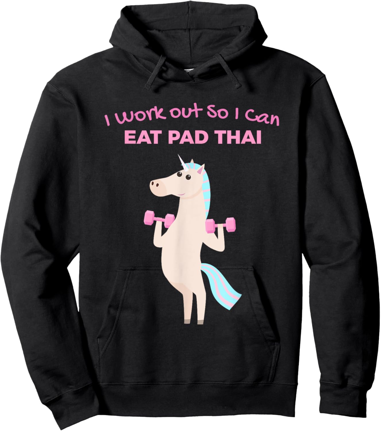 Funny Pad Thai Lover Unicorn Gym Design Hoodie - Hoodie | Black