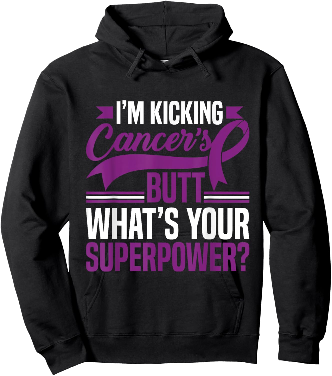 Kicking Cancers Butt Superpower Pancreatic Cancer Awareness Hoodie - Hoodie | Black