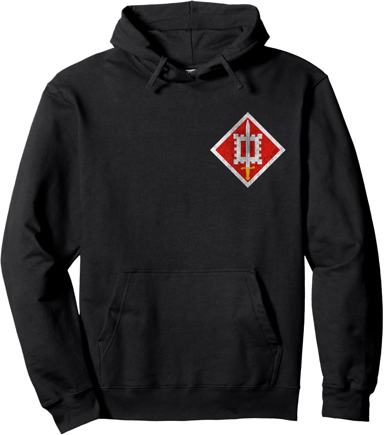 18th Engineer Brigade Distressed Logo Military Veteran Xmas Hoodie - Hoodie | Black