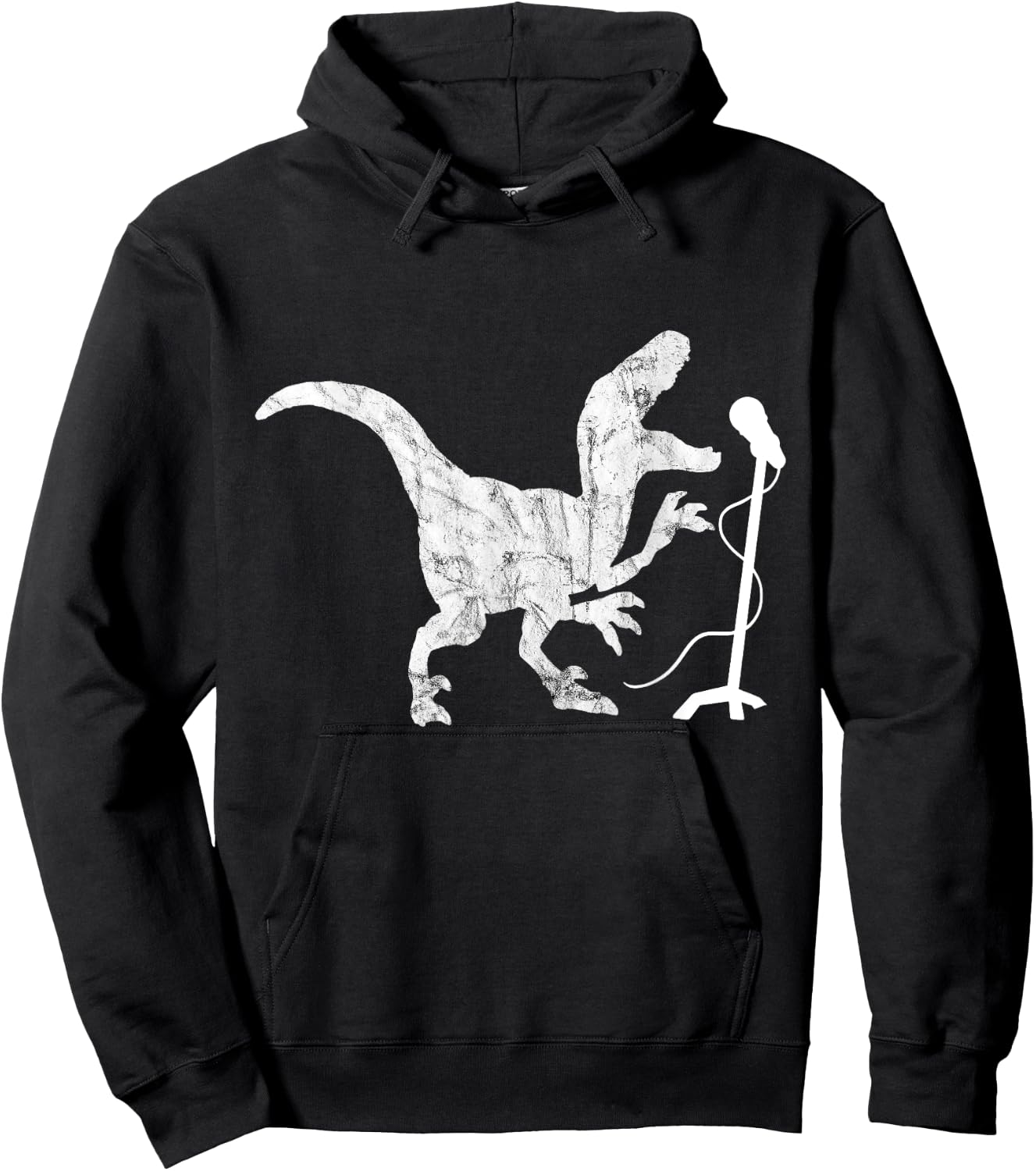 Karaoke Vintage Dino Karaoke Singer Singing Music Microphone Hoodie - Hoodie | Black