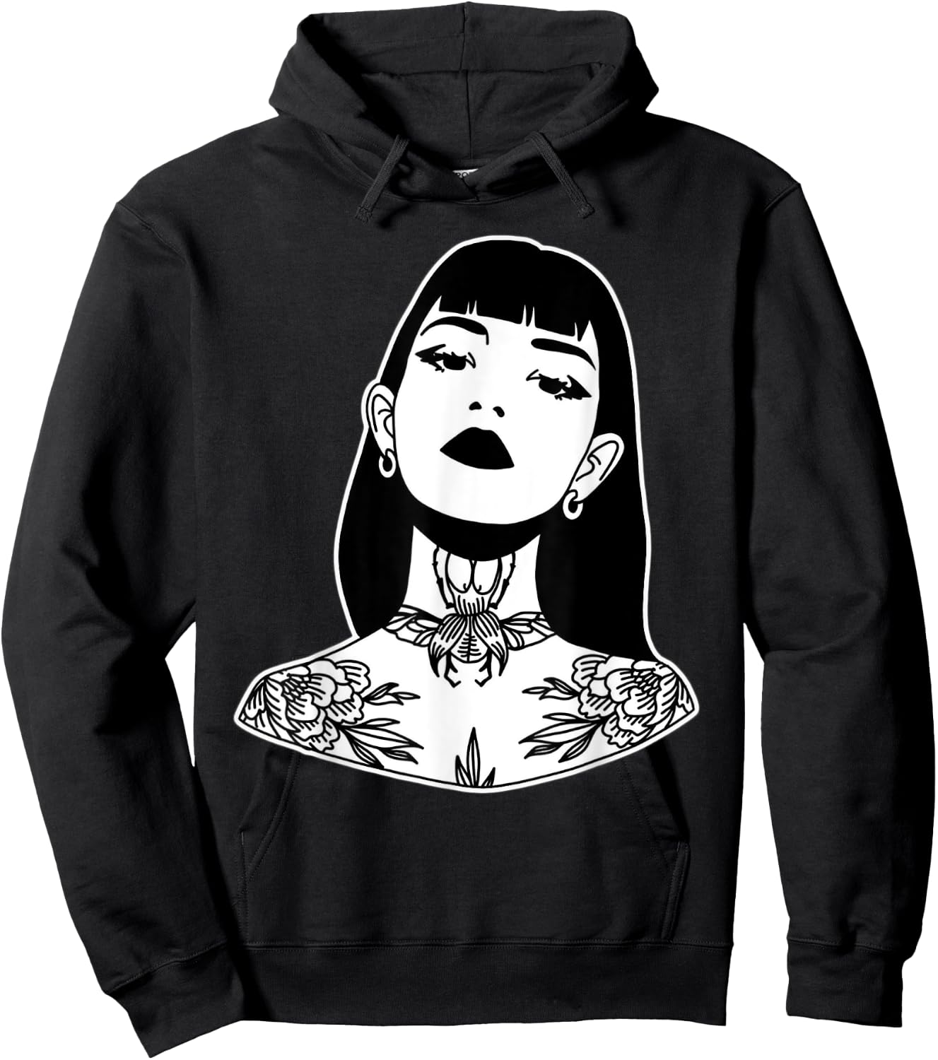 Tattooed Pretty Girl Blackwork Hoodie - Hoodie | Black