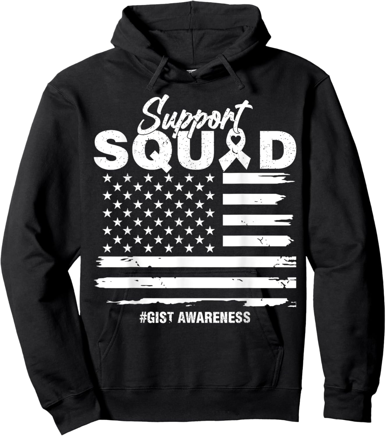 USA Flag Purple Ribbon Support GIST Awareness Squad Men Hoodie - Hoodie | Black
