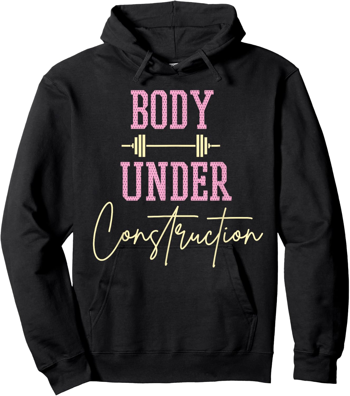 Body Under Construction Funny Motivational Workout Gym Lover Hoodie - Hoodie | Black