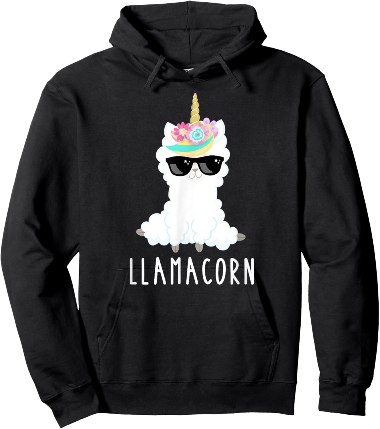Llamacorn Shirt Girls Llama Unicorn Funny Kids Gift Hoodie - Hoodie | Black