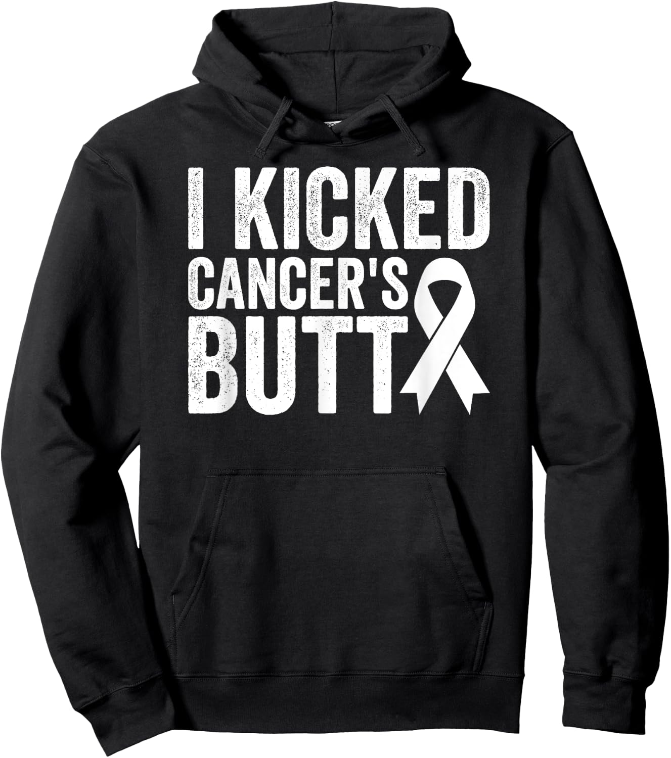 Lung Cancer Awareness I Kicked Cancer's Butt Hoodie - Hoodie | Black