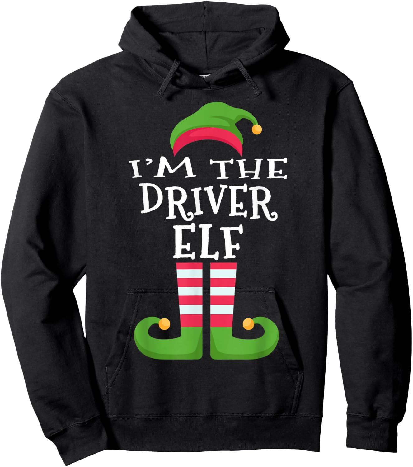 I'm The DRIVER Elf Family Matching Christmas Hoodie - Hoodie | Black
