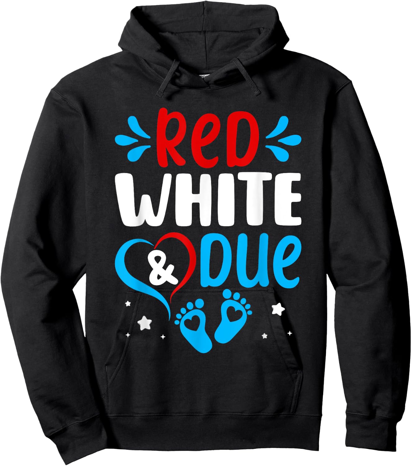Red White Baby Due Shower 4th Of July Pregnancy Announcement Hoodie - Hoodie | Black