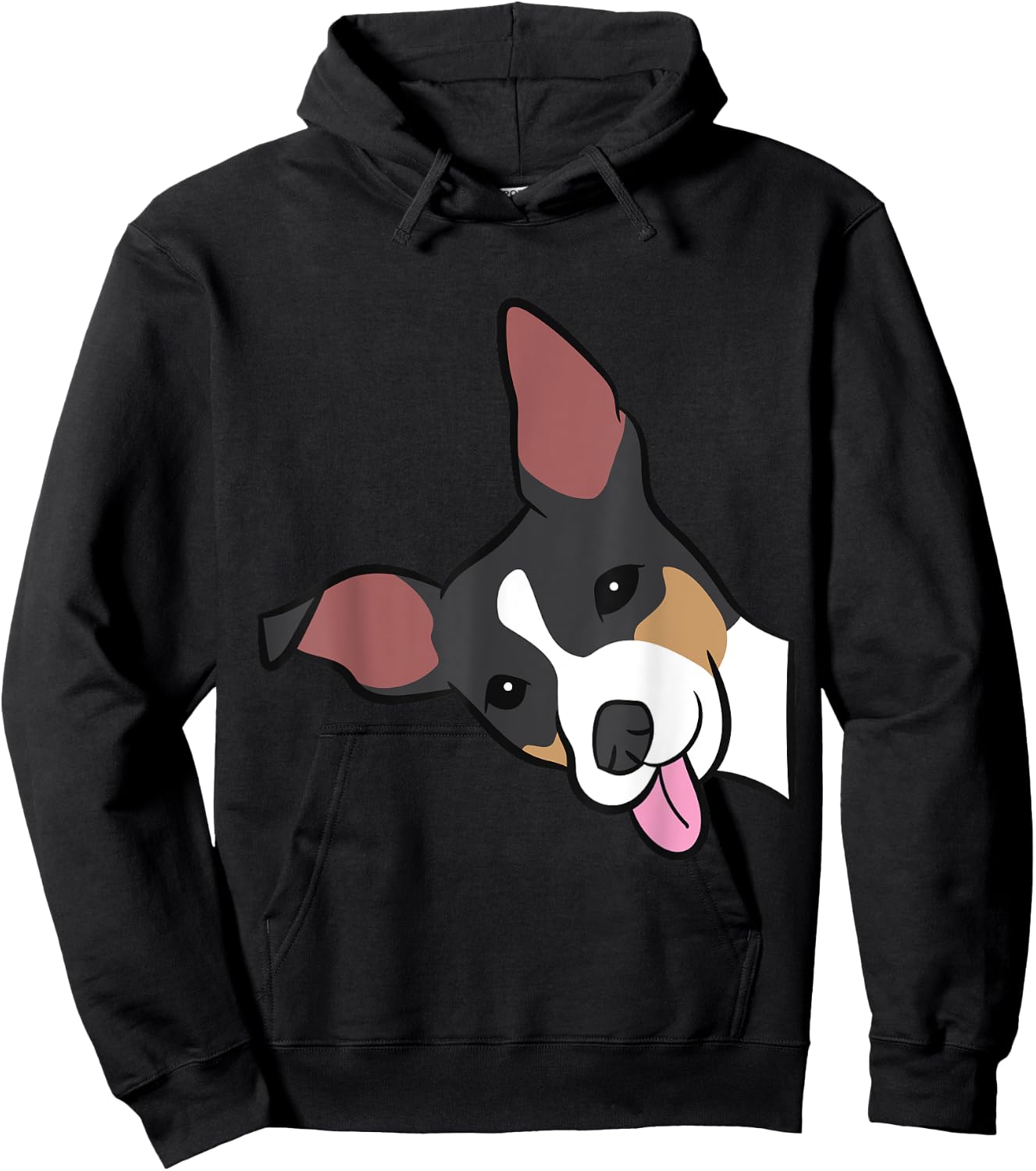 Rat Terrier Dog Peeking From Side Funny Rat Terrier Men Women Girls Kids Hoodie - Hoodie | Black