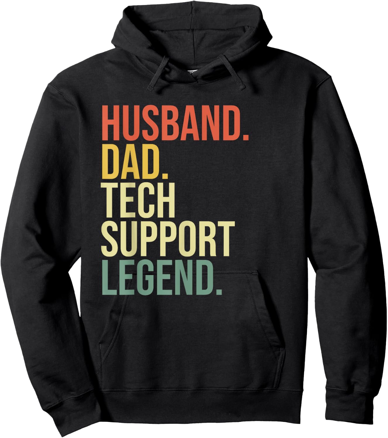 Husband Dad Tech Support Legend Father's Day Retro Vintage Hoodie - Hoodie | Black