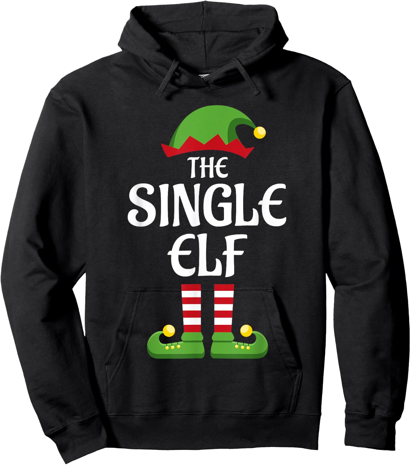 Single Elf Family Matching Group Christmas Hoodie - Hoodie | Black