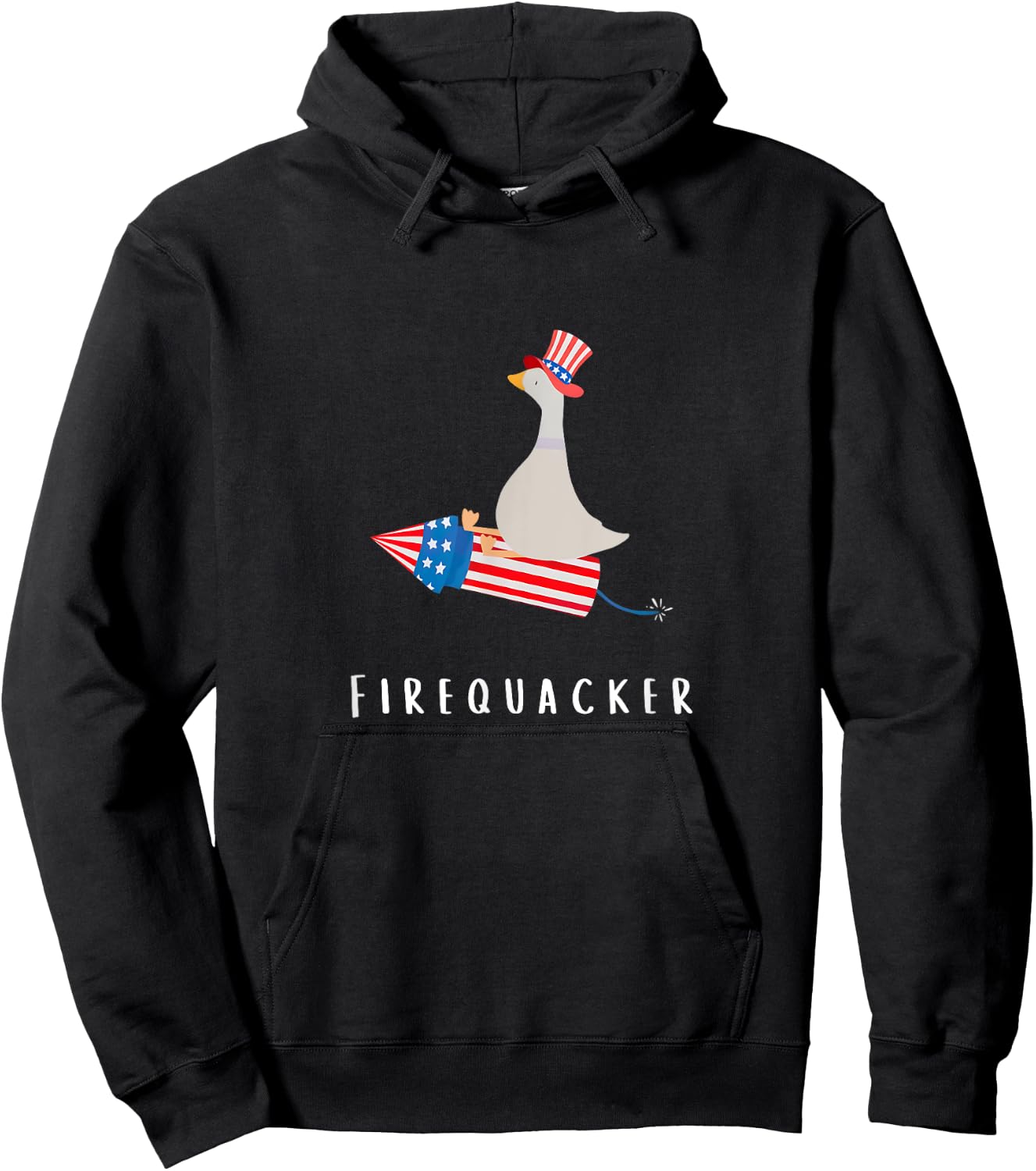 Funny Goose Fourth Of July Firequacker Independence Day Hoodie - Hoodie | Black