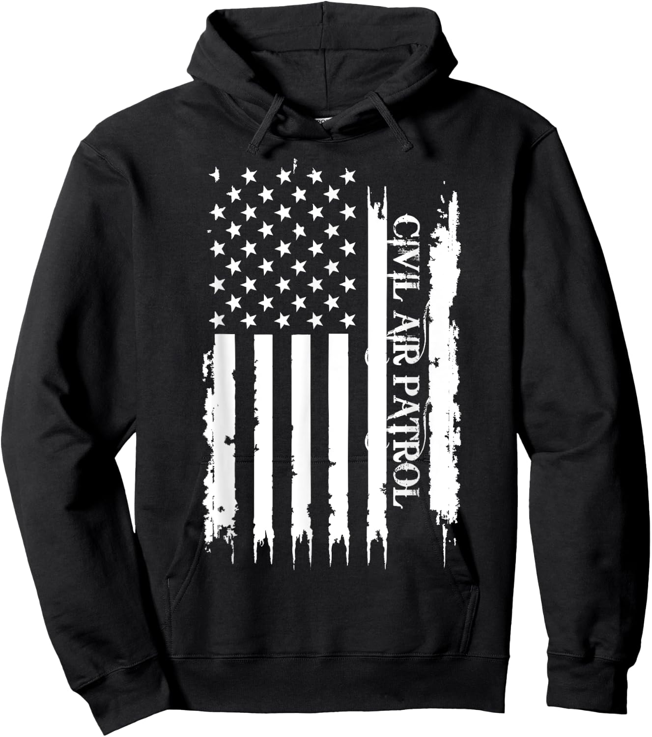 Civil Air Patrol United States Distressed w US Flag Hoodie - Hoodie | Black