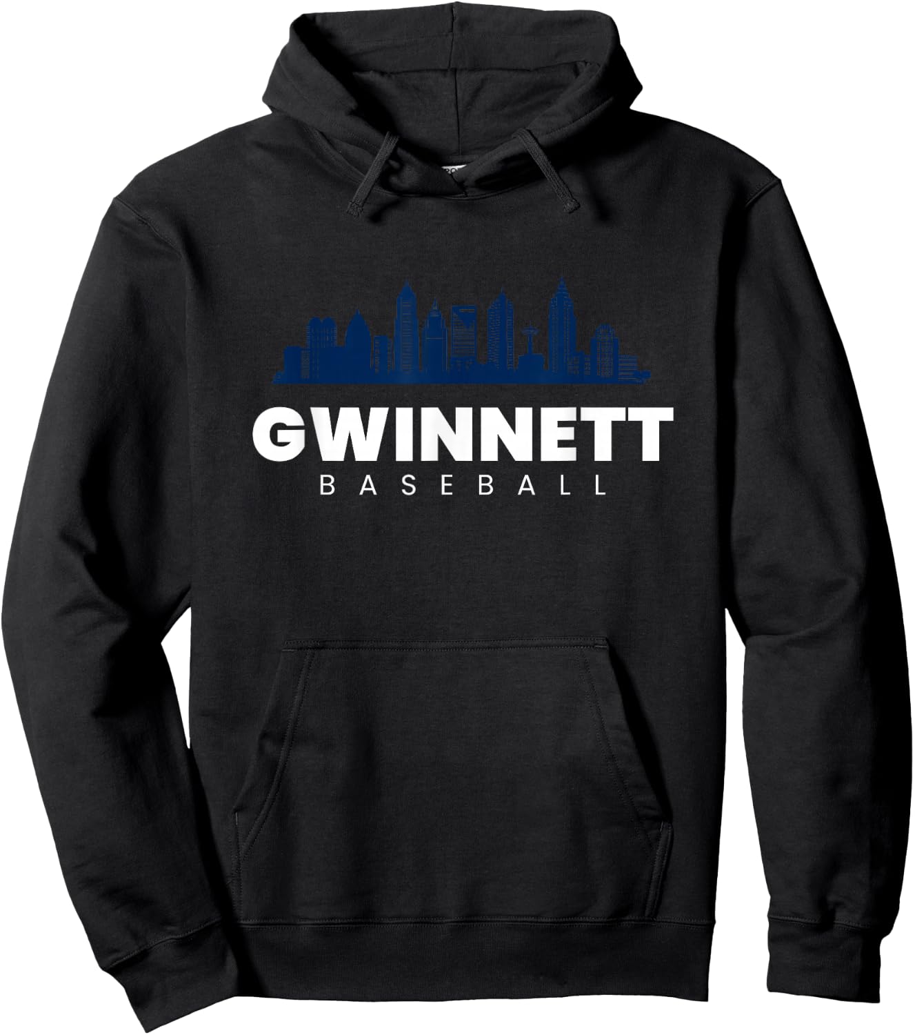 Gwinnett Baseball Vintage City Skyline Retro Baseball Lover Hoodie - Hoodie | Black