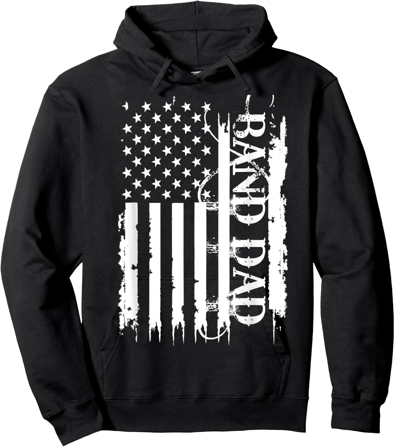 Band Dad United States Distressed w US Flag Hoodie - Hoodie | Black
