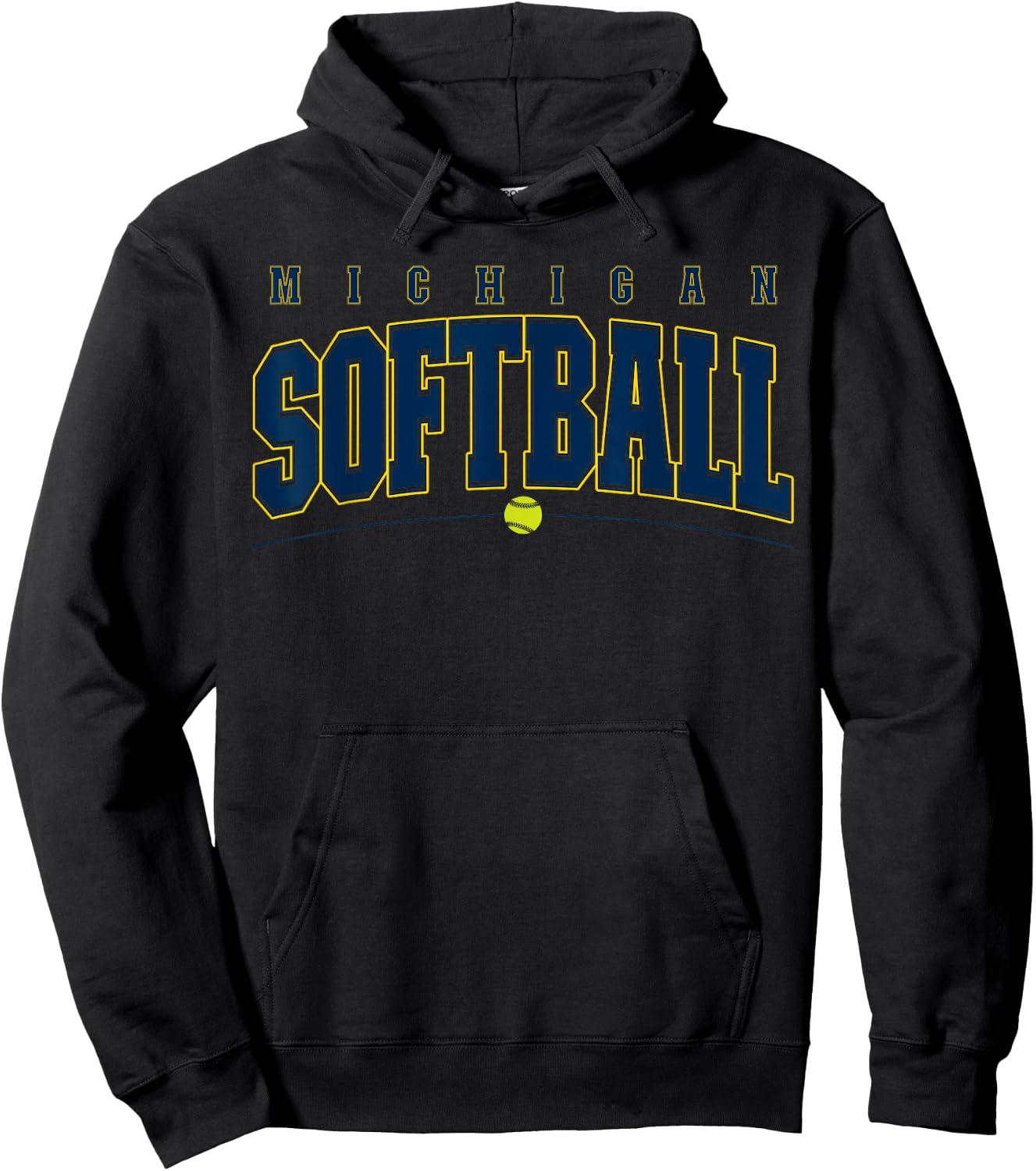 Michigan Softball Vintage Kids Team Retro Softball Fan Hoodie - Hoodie | Black