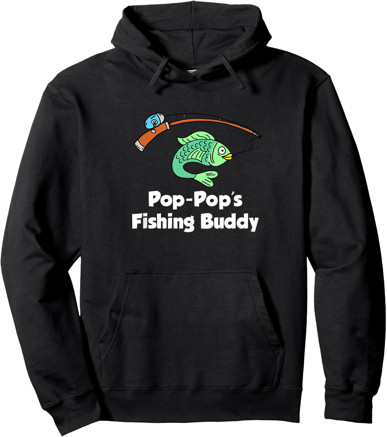 Pop-Pop's Fishing Buddy Grandson or Granddaughter Fish Hoodie - Hoodie | Black