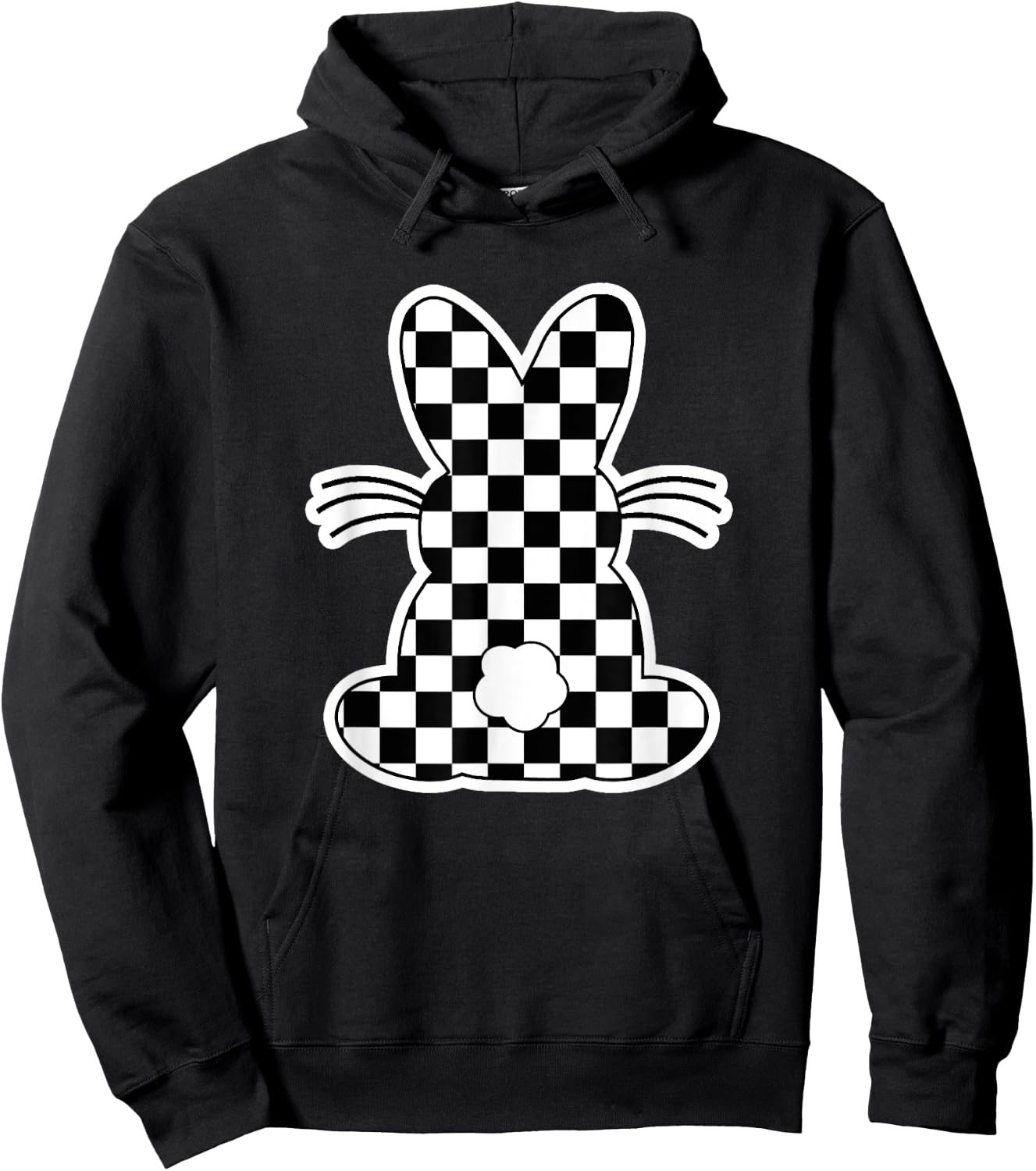 Checkerboard Easter Bunny Tween Boys Girls Teens Retro Hoodie - Hoodie | Black