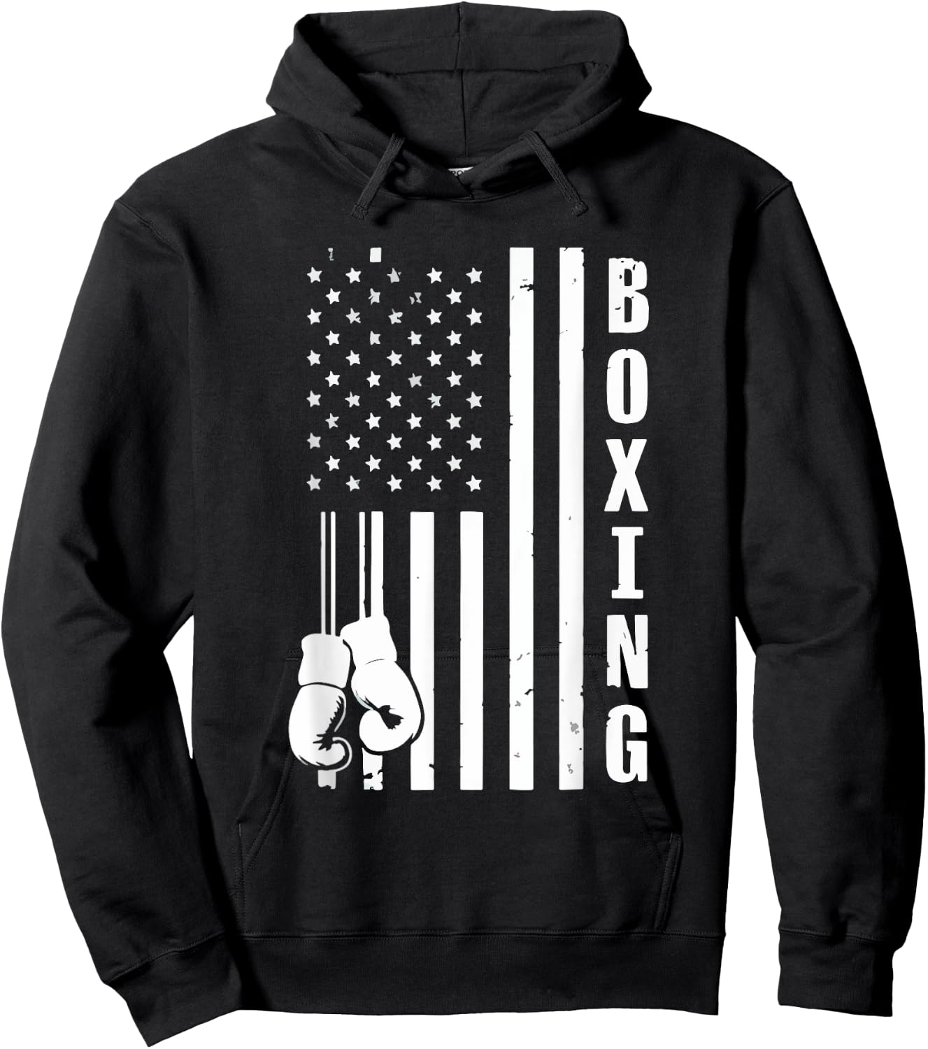 USA American Flag Vintage Boxing Boxer Boxing Lover MMA Women Men Hoodie - Hoodie | Black