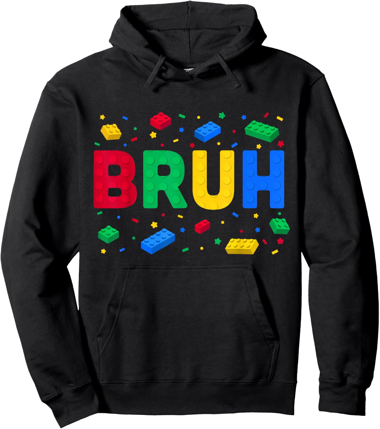 Funny Bruh Brick Builder Boys Kids Toddler Building Block Hoodie - Hoodie | Black