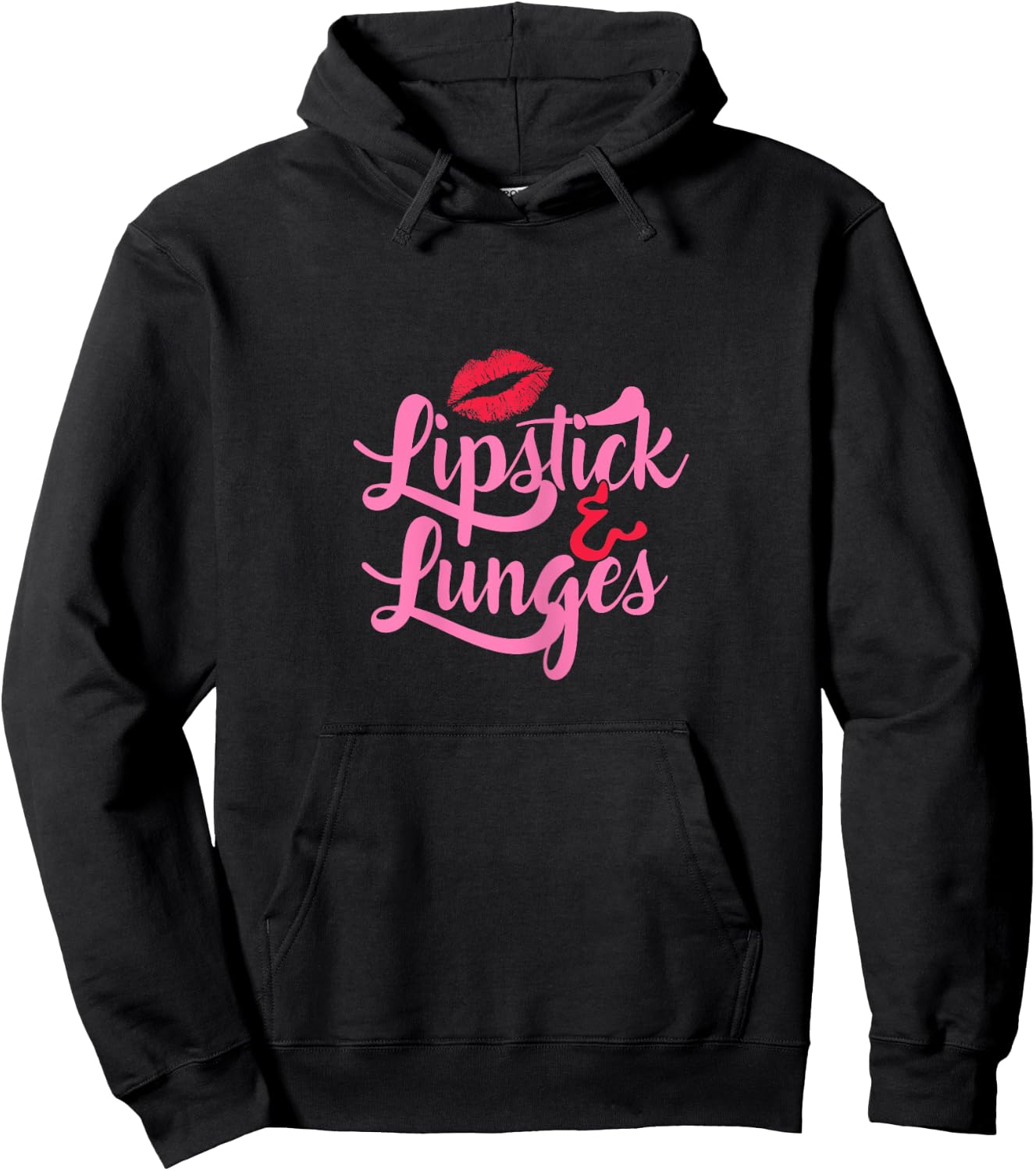 Women's Lipstick & Lunges Workout Yoga Hoodie - Hoodie | Black