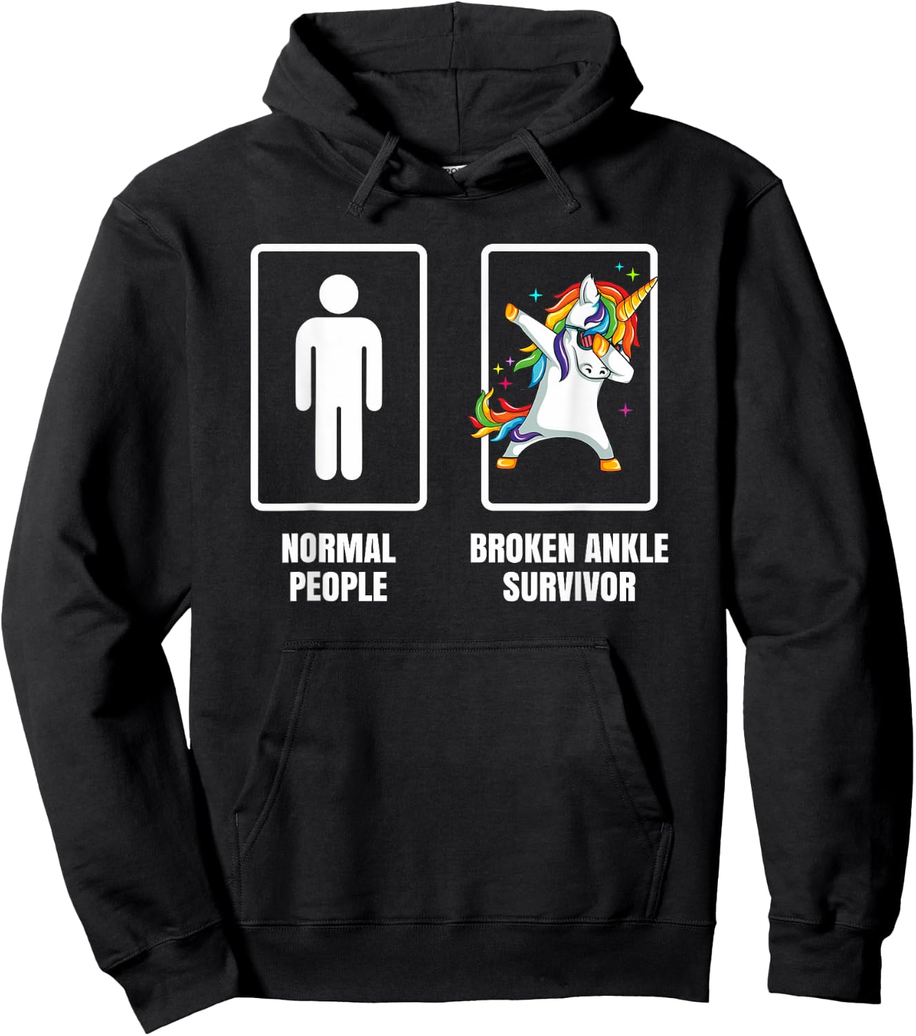 Dabbing Unicorn Broken Ankle Surgery Survivor Recovery Gift Hoodie - Hoodie | Black