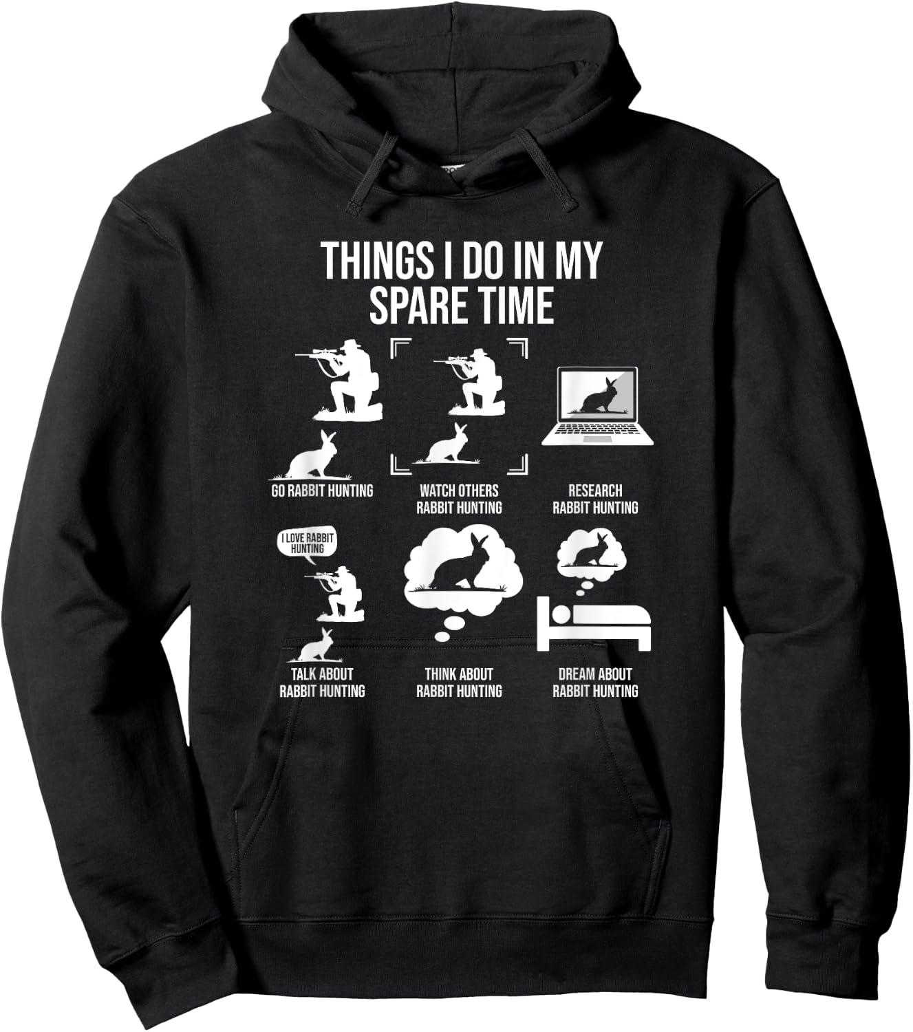 Things I Do In My Spare Time, Rabbit Hunting Hoodie - Hoodie | Black