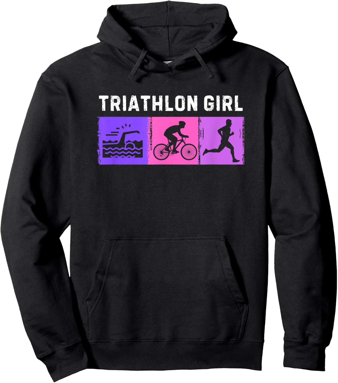 Triathlon Art For Girls Kids Triathlete Sport Triathlon Hoodie - Hoodie | Black